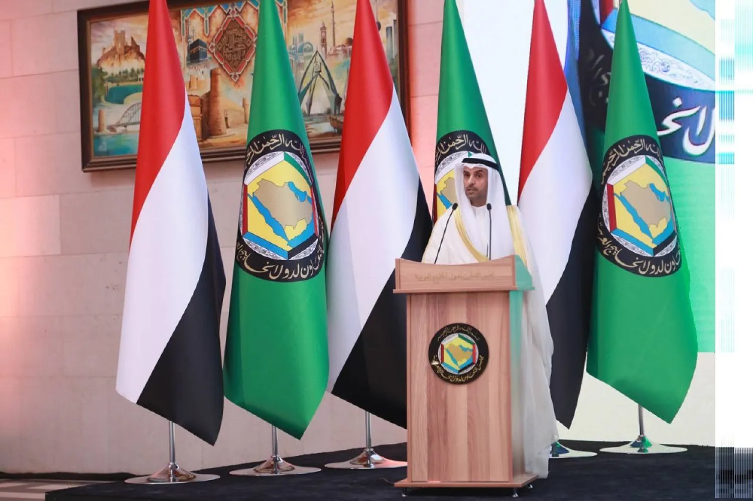 GCC Secretary-General Dr. Nayef Al-Hajraf addresses the gatherers in Riyadh. (GCC)