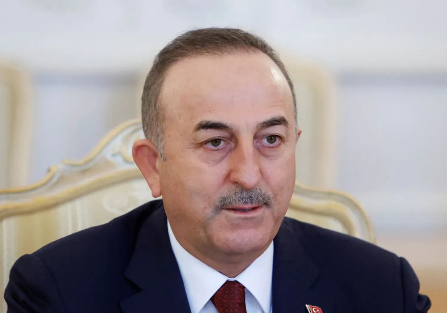 Turkish Foreign Minister Mevlut Cavusoglu attends a meeting with his Russian counterpart Sergei Lavrov in Moscow, Russia March 16, 2022. REUTERS/Maxim Shemetov/Pool

