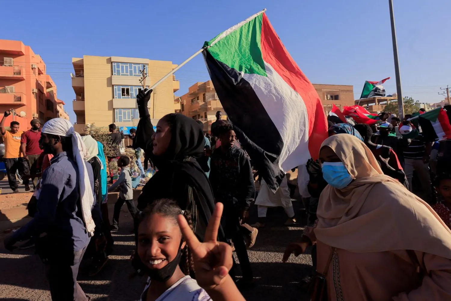 Protesters march during a rally against military rule following last month's coup in Khartoum, Sudan. January 24, 2022. Reuters/Mohamed Nureldin Abdallah/File Photo

