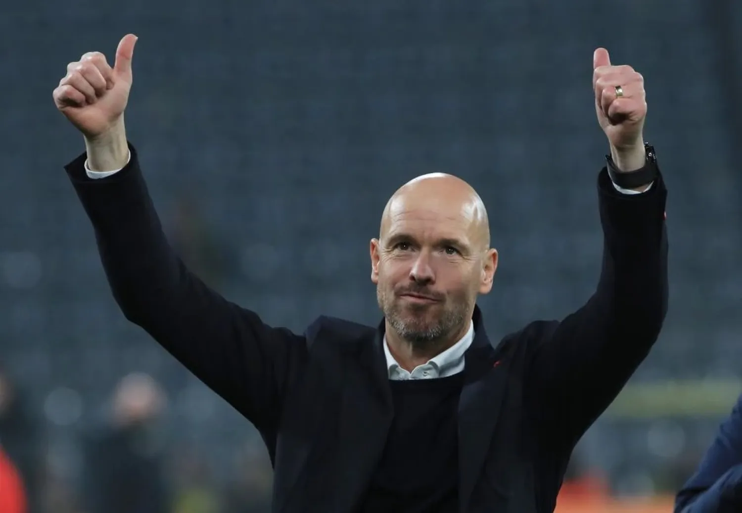 Football - Champions League - Group C - Borussia Dortmund v Ajax Amsterdam - Signal Iduna Park, Dortmund, Germany - November 3, 2021 Ajax Amsterdam coach Erik ten Hag celebrates after the match. (Reuters)