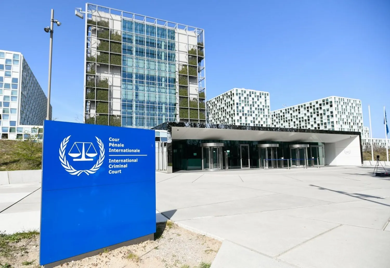 An exterior view of the International Criminal Court in the Hague, Netherlands, March 31, 2021. (Reuters)