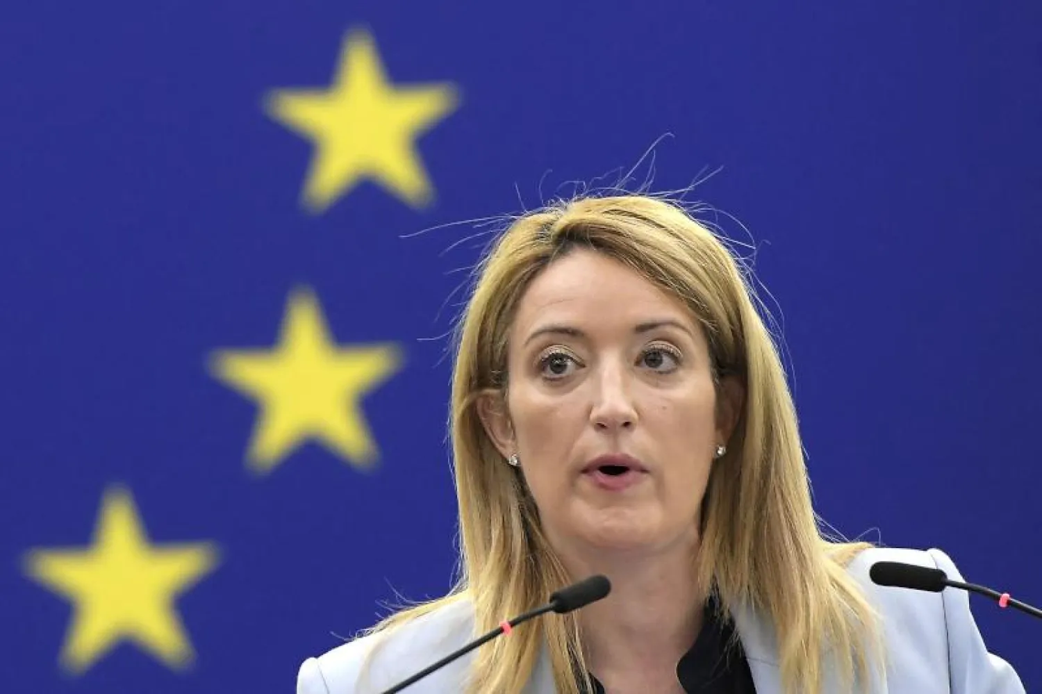 رئيسة البرلمان الأوروبي روبرتا ميتسولا (أ.ف.ب)