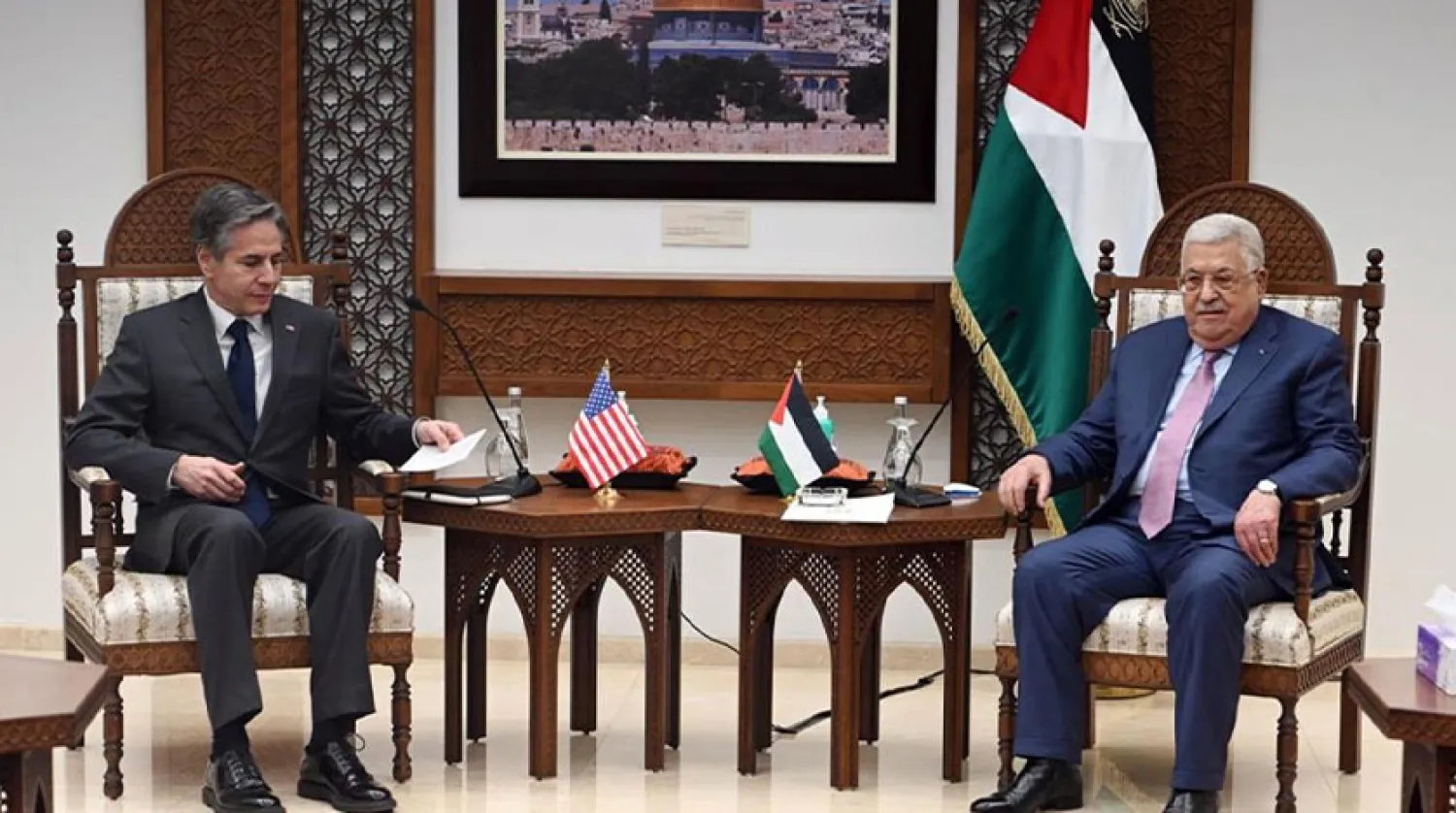 Filistin Devlet Başkanı Abbas, ABD Dışişleri Bakanı ile Ramallah'ta bir araya geldi (WAFA Haber Ajansı)