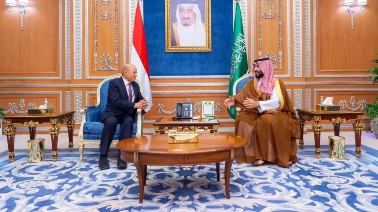 Saudi Crown Prince Mohammed bin Salman meets with the head of Yemen's new presidential council
