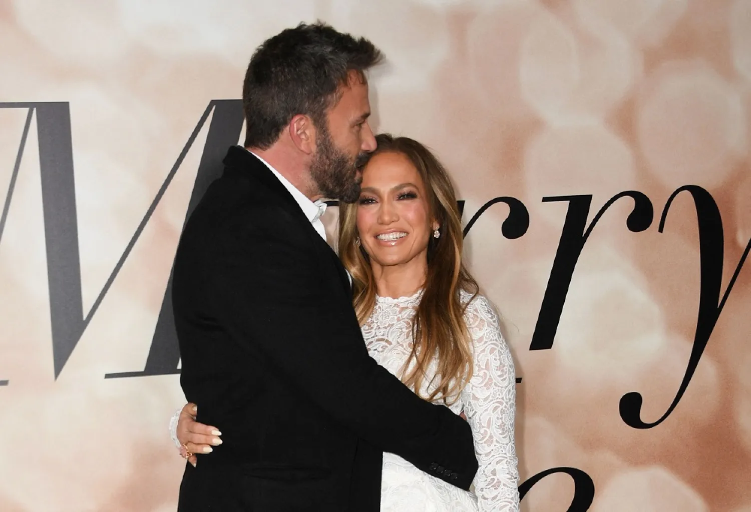 In this file photo taken on February 8, 2022 US actress Jennifer Lopez and actor Ben Affleck arrive for a special screening of "Marry Me" at the Directors Guild of America (DGA) in Los Angeles. (AFP)
