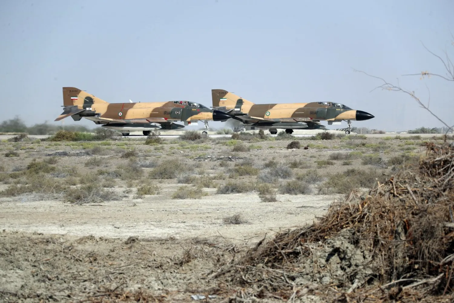 Fighter jets are seen during an Iranian Army exercise dubbed 'Zulfiqar 1400', in the coastal area of the Gulf of Oman, Iran, in this picture obtained on November 7, 2021. Iranian Army/WANA (West Asia News Agency)/Handout via REUTERS
