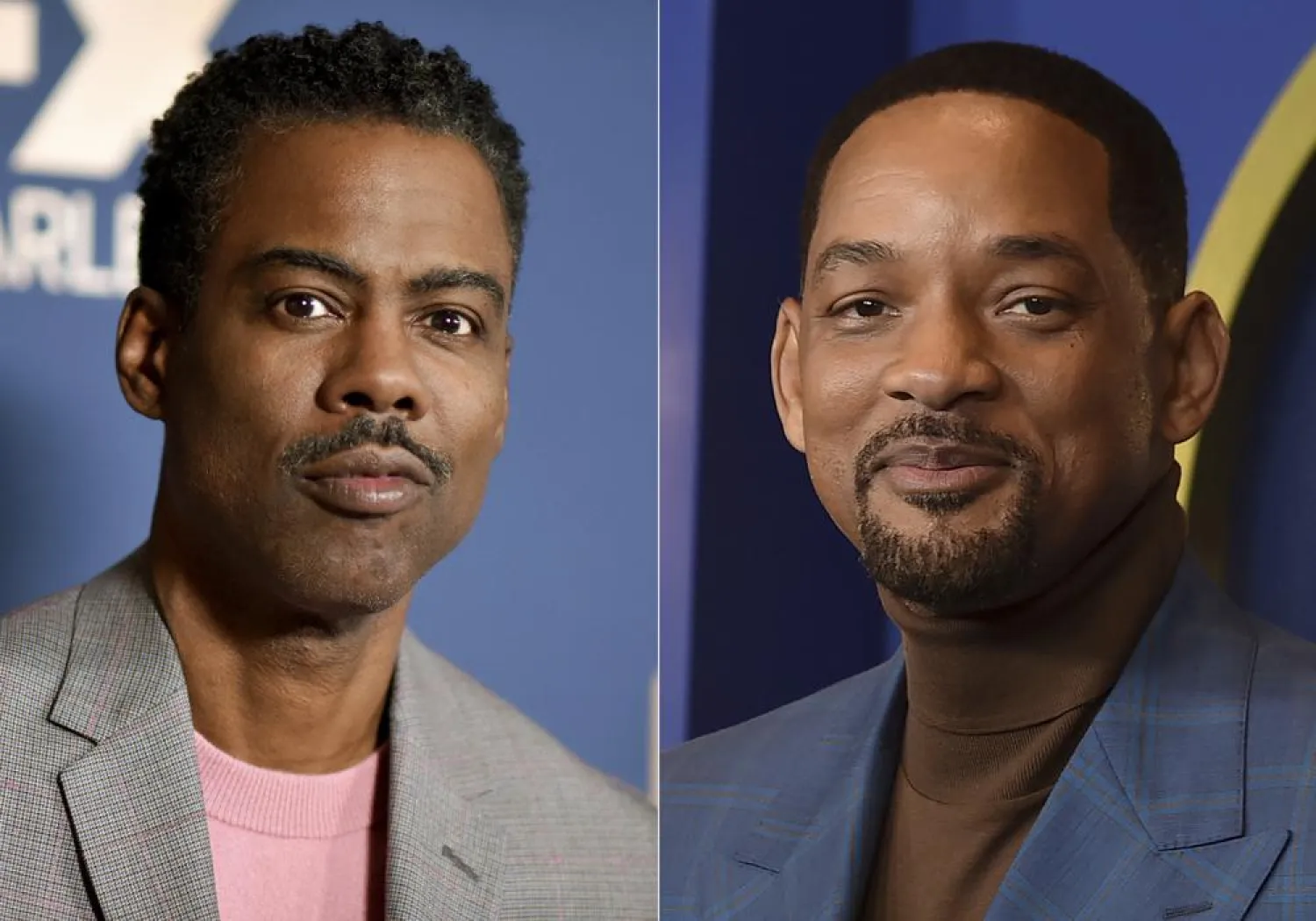 Chris Rock appears at the the FX portion of the Television Critics Association Winter press tour in Pasadena, Calif., on Jan. 9, 2020, left, and Will Smith appears at the 94th Academy Awards nominees luncheon in Los Angeles on March 7, 2022. (AP)
