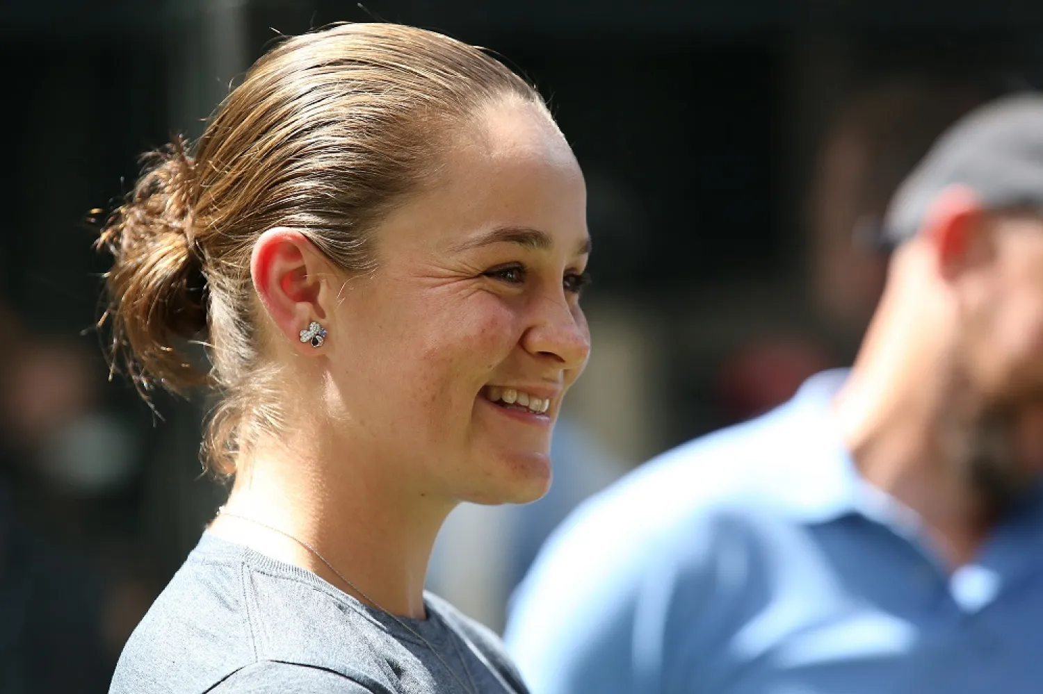 Ashleigh Barty speaks to the media during a press conference at the Westin in Brisbane, Australia, 24 March 2022. (EPA)