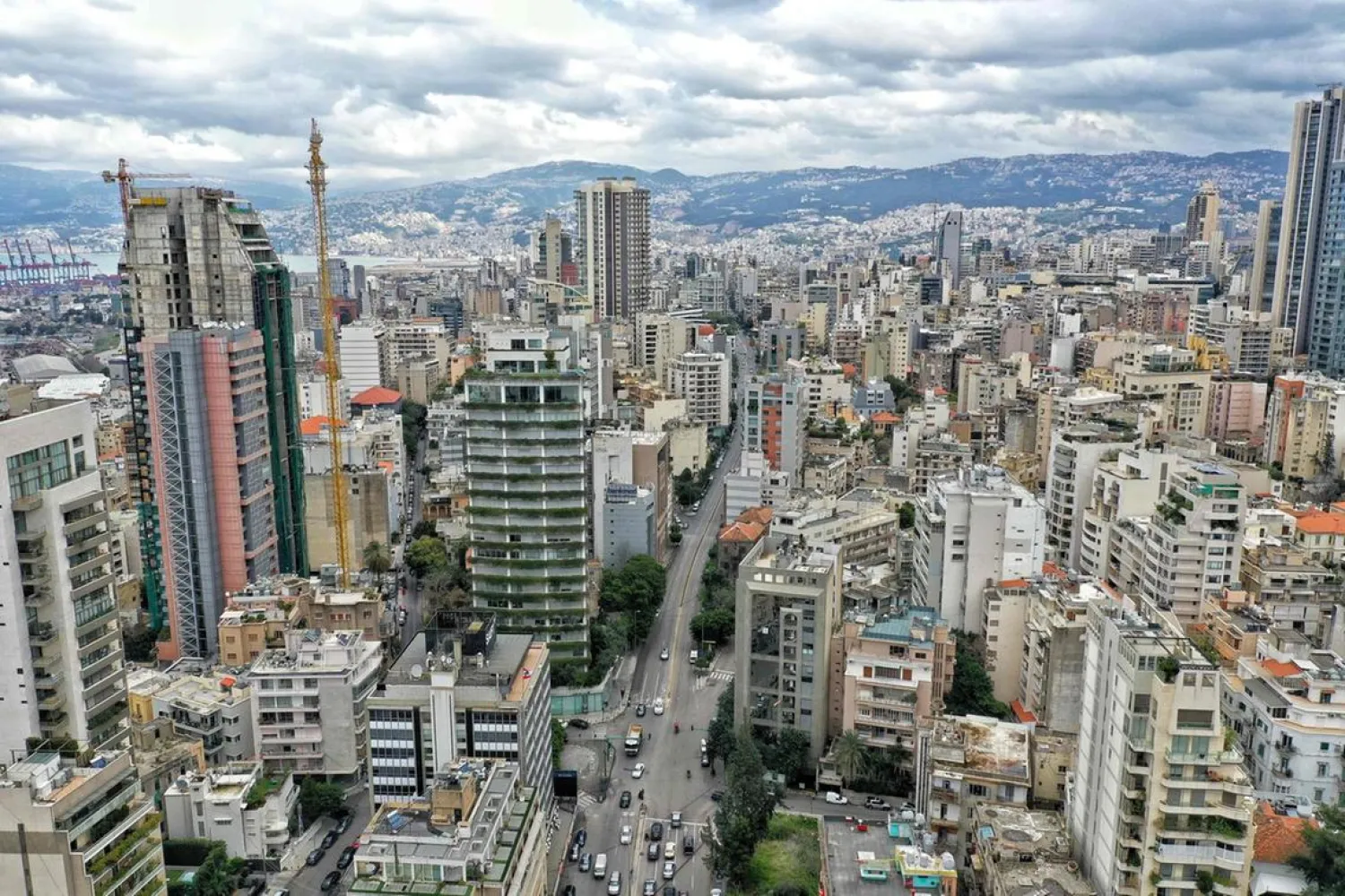 An aerial view of the Ashrafieh district of Lebanon's capital Beirut is seen as streets empty to minimize social contact as part of efforts against the coronavirus. (AFP)