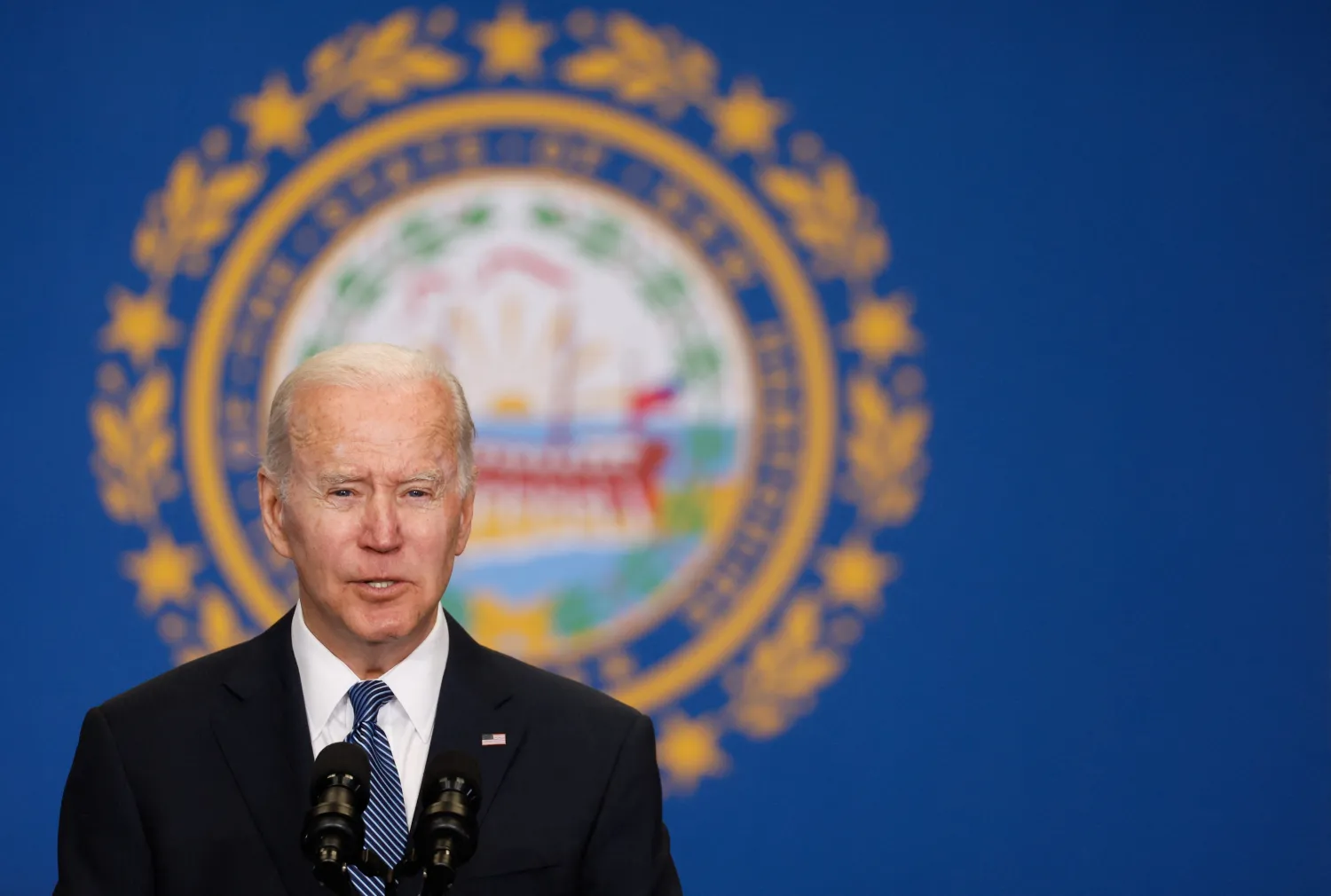 US President Joe Biden delivers remarks on infrastructure projects at the Portsmouth Port Authority in Portsmouth, New Hampshire, US April 19, 2022. REUTERS/Jonathan Ernst