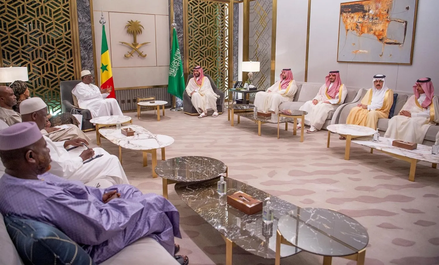 Crown Prince Mohammed bin Salman holds talks with Senegalese President Macky Sall. (SPA)