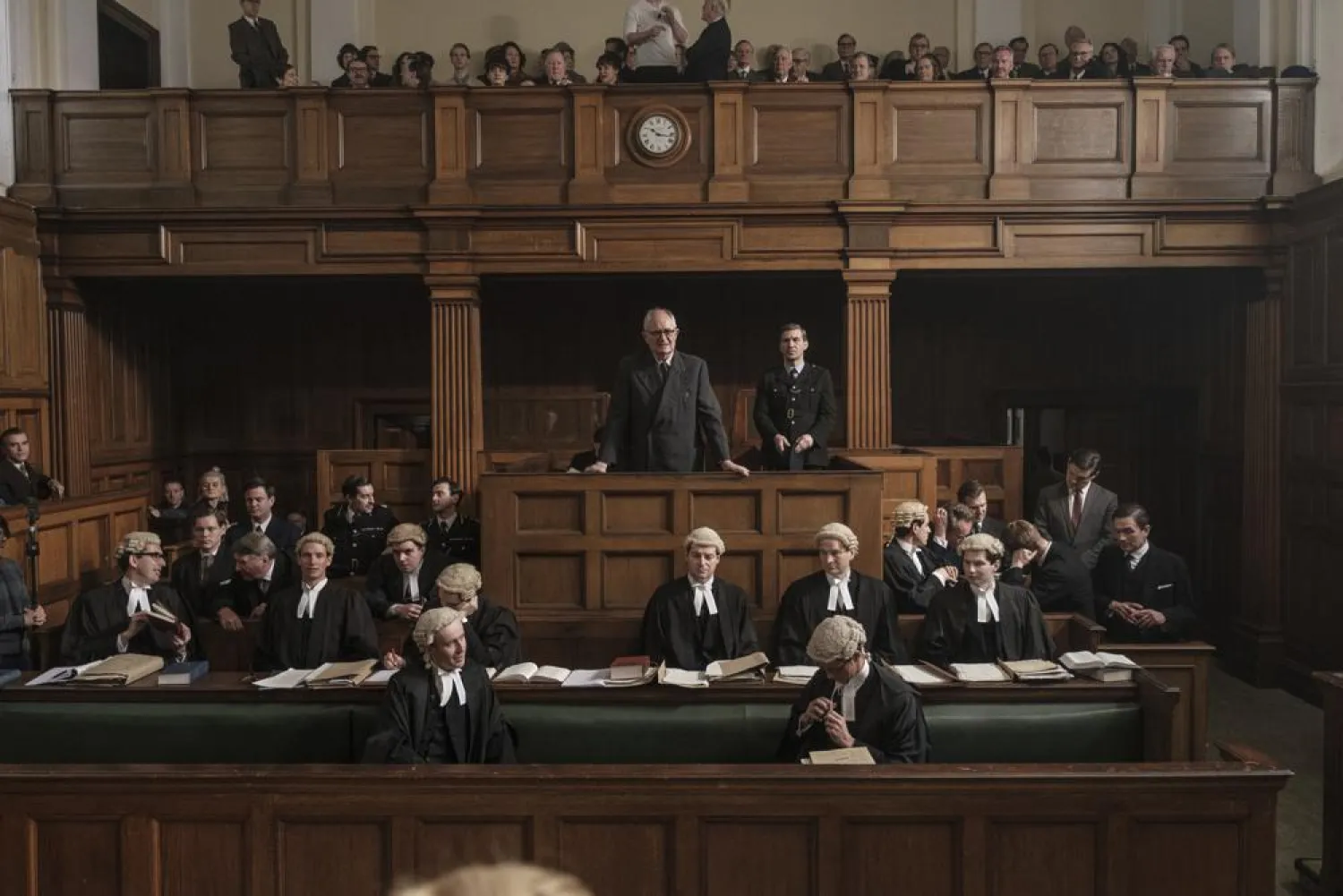 This image released by Sony Pictures Classics shows Jim Broadbent, background center, in a scene from "The Duke." (Sony Pictures Classics via AP)