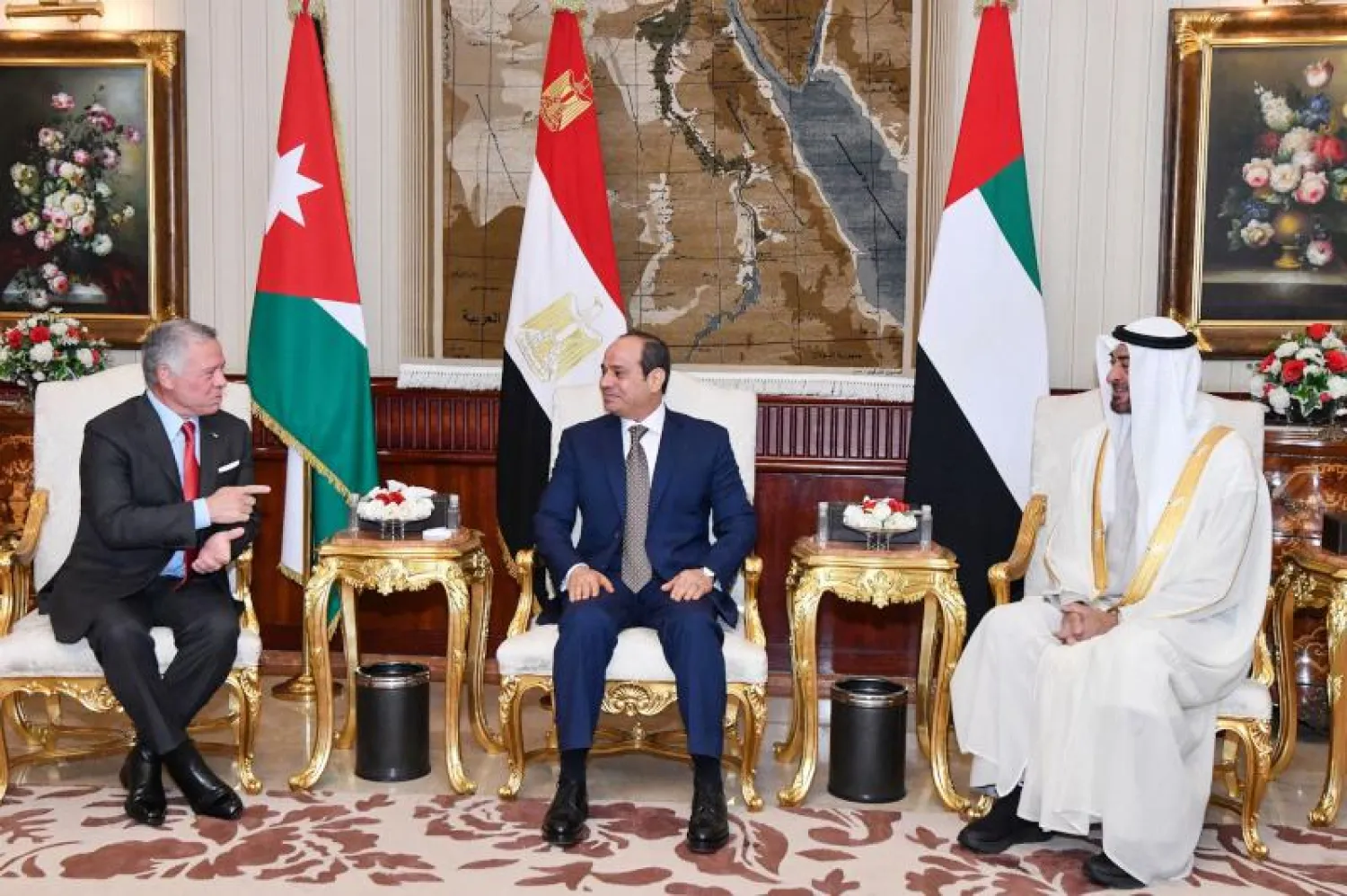 جانب من اجتماع القادة في القاهرة اليوم (أ.ف.ب)