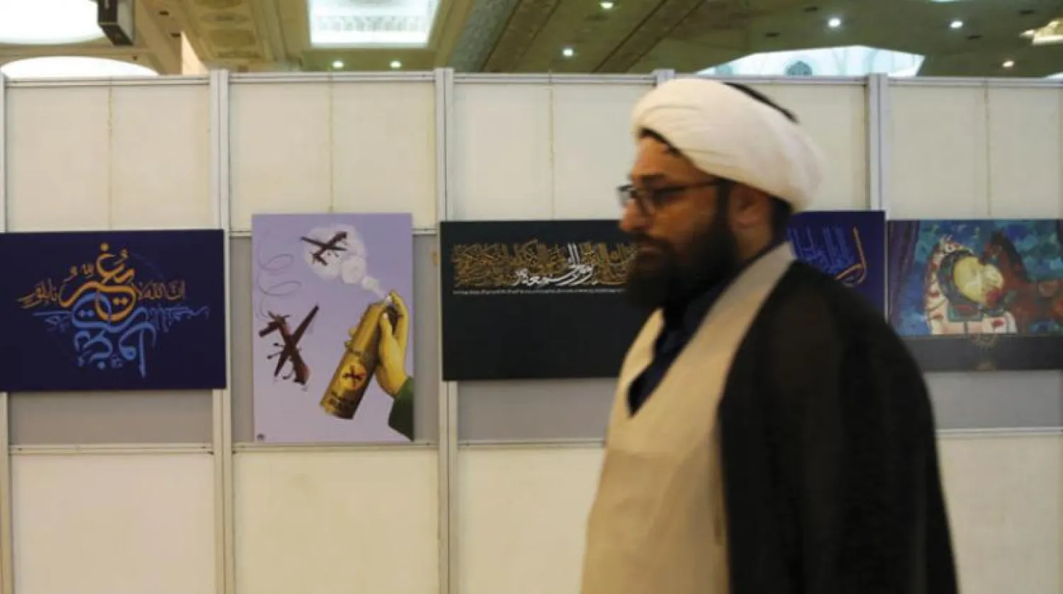 An Iranian cleric at an exhibition in Tehran on Sunday. (Getty Images)