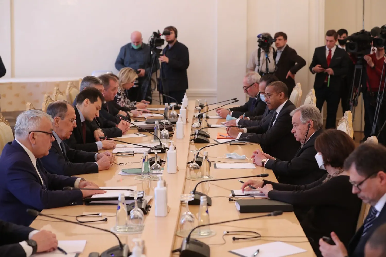 Russian Foreign Minister Sergei Lavrov and UN Secretary-General Antonio Guterres meet in Moscow, Russia, 26 April 2022. UN Secretary-General is on a working visit to Moscow. (EPA)