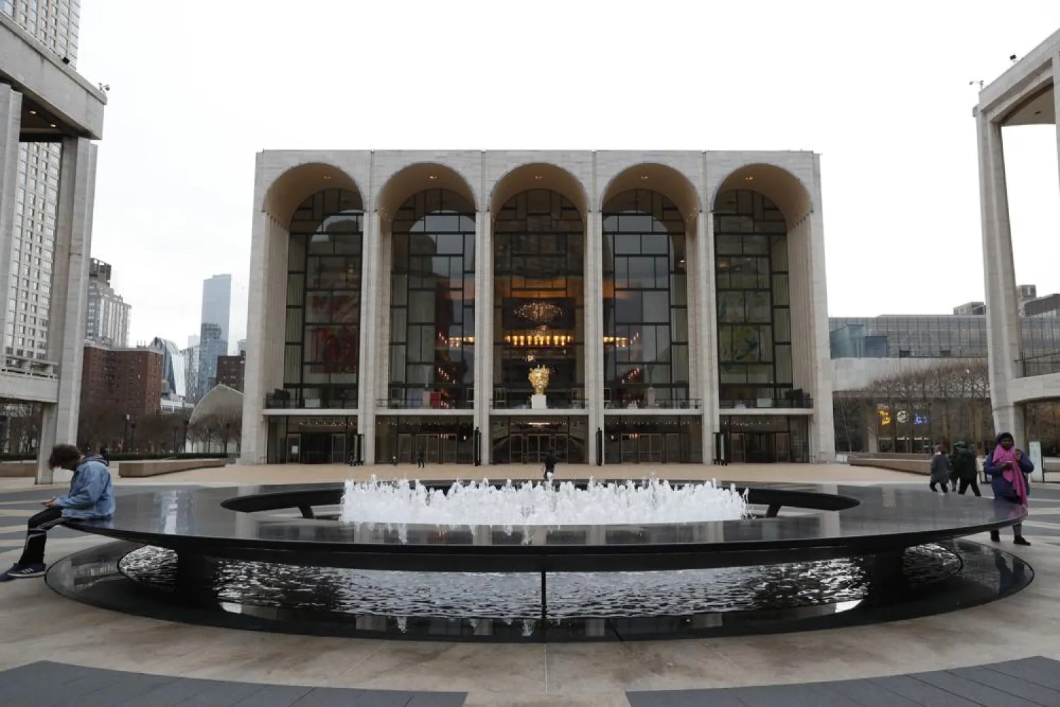 This March 12, 2020, file photo shows Josie Robertson Plaza in front of The Metropolitan Opera house, background center, at Lincoln Center in New York. (AP)
