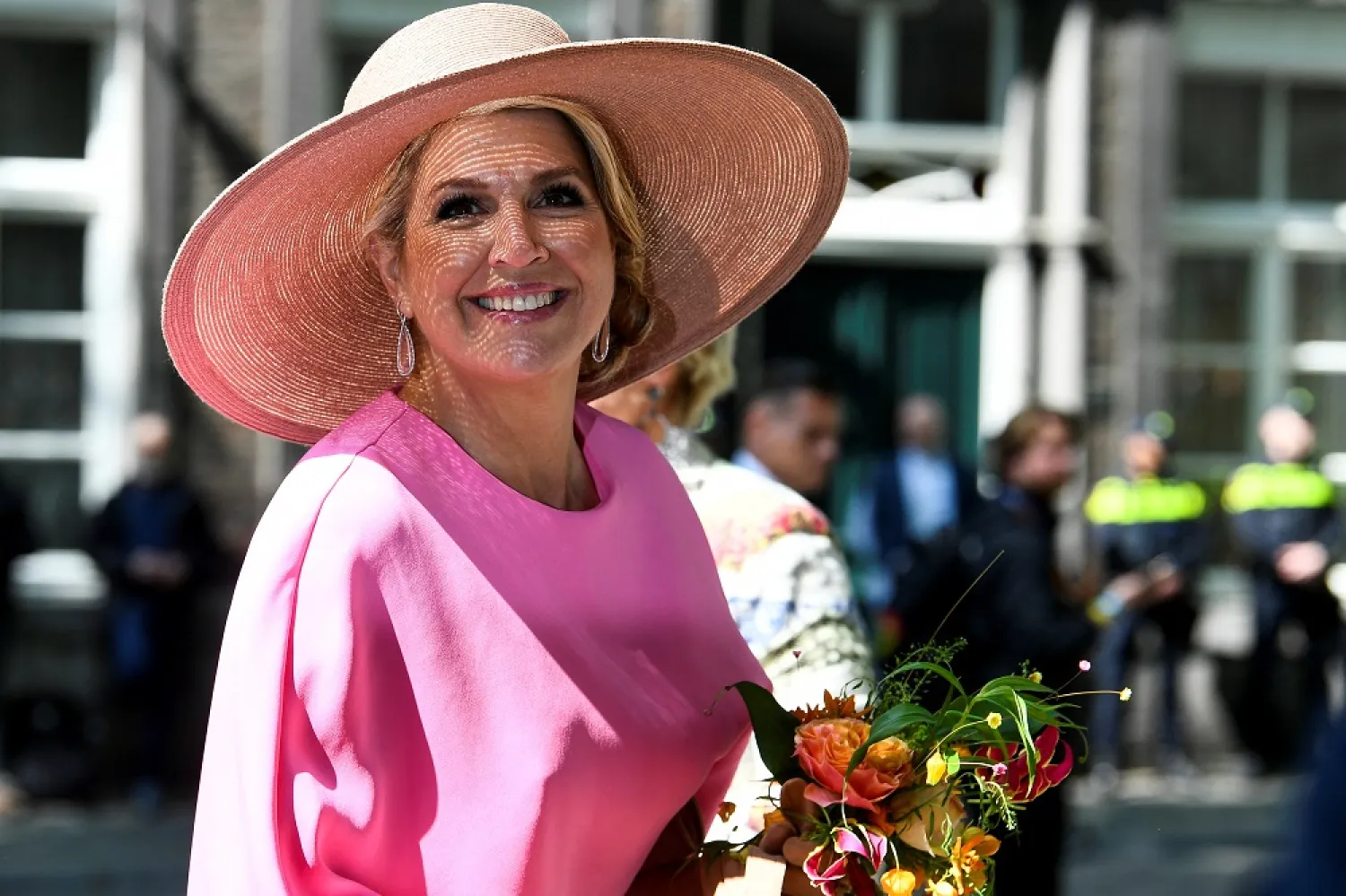 Queen Maxima of the Netherlands smiles as she attends King's Day (Koningsdag) celebrations, in Maastricht, Netherlands, April 27, 2022. (Reuters)