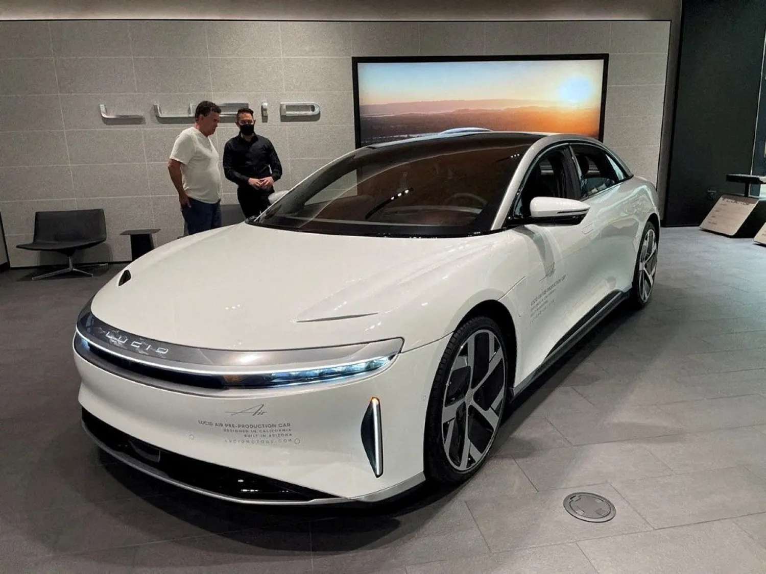 A Lucid Air electric vehicle is displayed at a shopping mall in Arizona, US. Reuters file photo