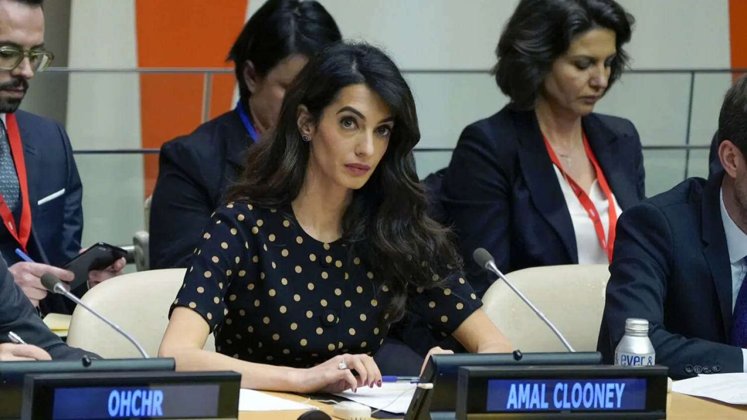 Lebanese-British barrister Amal Clooney told an informal UN meeting that she feared "politicians calling for justice but not delivering it" for Ukraine war crime victims TIMOTHY A. CLARY AFP
