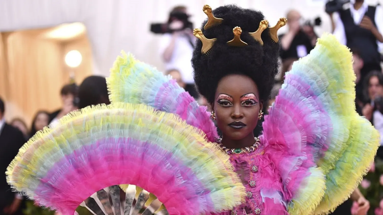 Lupita Nyong'o attends The Metropolitan Museum of Art's Costume Institute benefit gala celebrating the opening of the "Camp: Notes on Fashion" exhibition on Monday, May 6, 2019, in New York. (AP)