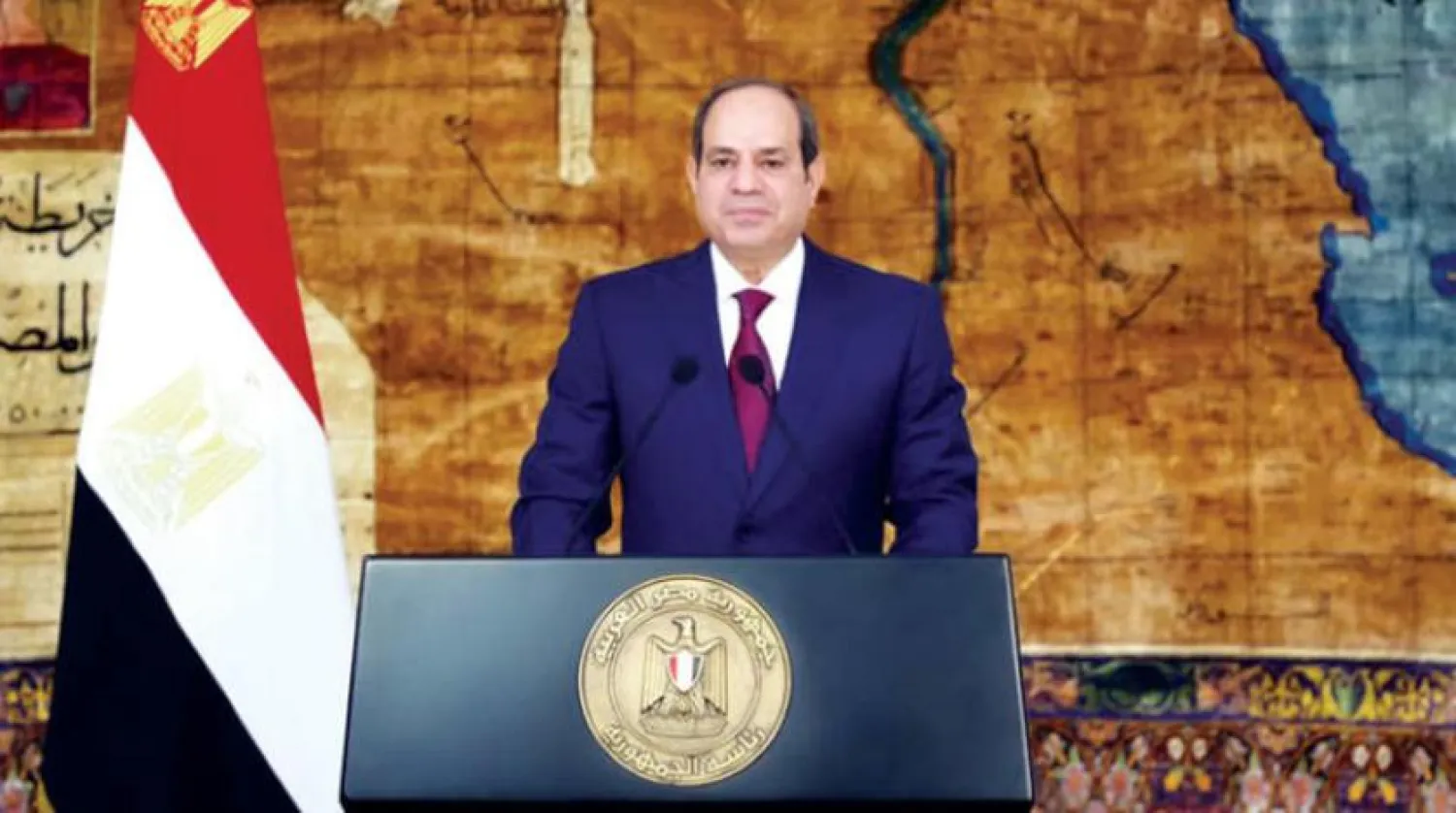 Egyptian President Abdel Fattah al-Sisi delivering a speech on the occasion of Labor Day on Sunday, May 1, 2022. (Egyptian Presidency)
