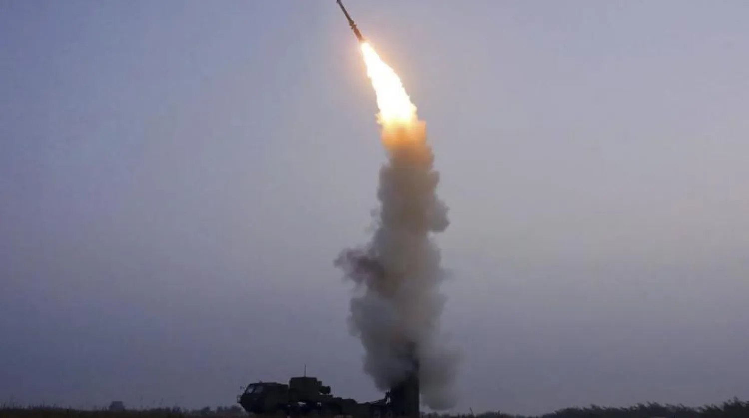 This photo provided on Oct. 1, 2021, by the North Korean government shows what North Korea claims to be the test firing of a newly developed anti-aircraft missile in North Korea, Thursday, Sept. 30, 2021. (Korean Central News Agency/Korea News Service via AP)
