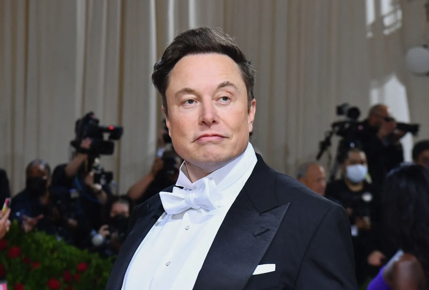 Elon Musk arrives for the 2022 Met Gala at the Metropolitan Museum of Art on May 2, 2022, in New York. (AFP)