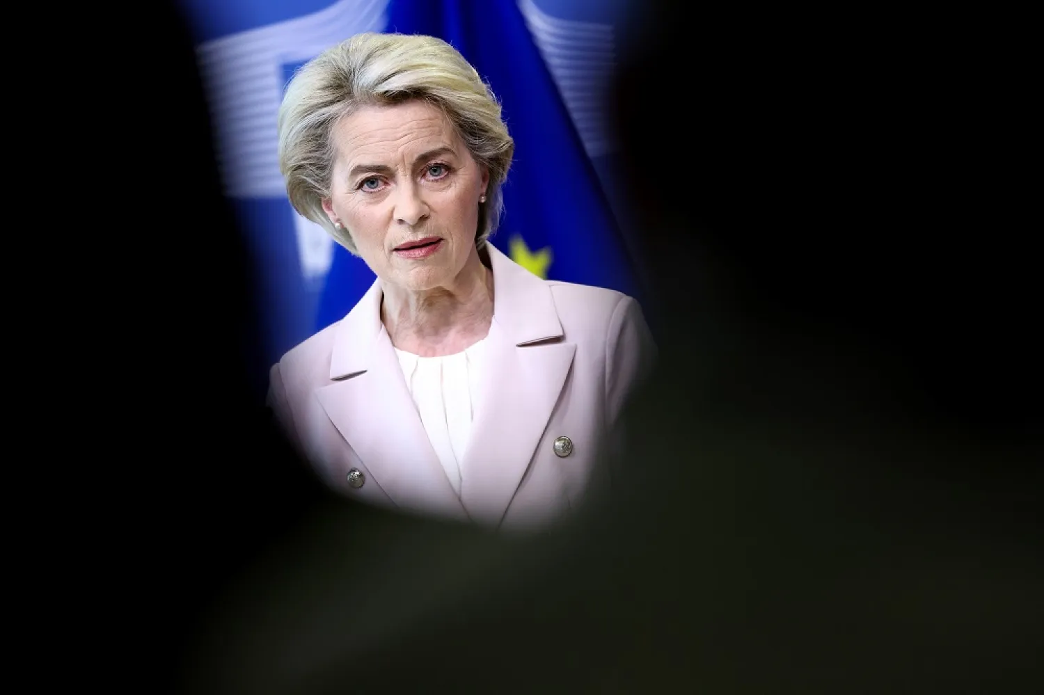 European Commission President Ursula von der Leyen delivers a statement at EU headquarters in Brussels, Wednesday, April 27, 2022. (AP)