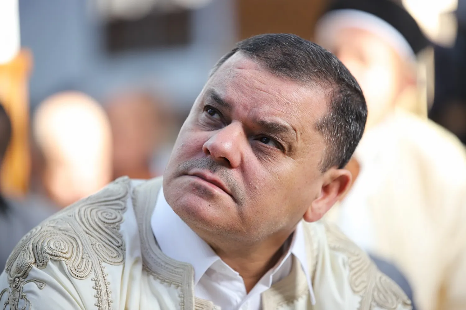 02 May 2022, Libya, Misrata: Head of the GNU Abdulhamid al-Dbeibah attends Eid al-Fitr prayers marking the end of the holy fasting month of Ramadan at the Al-Ghalban Mosque. (dpa)