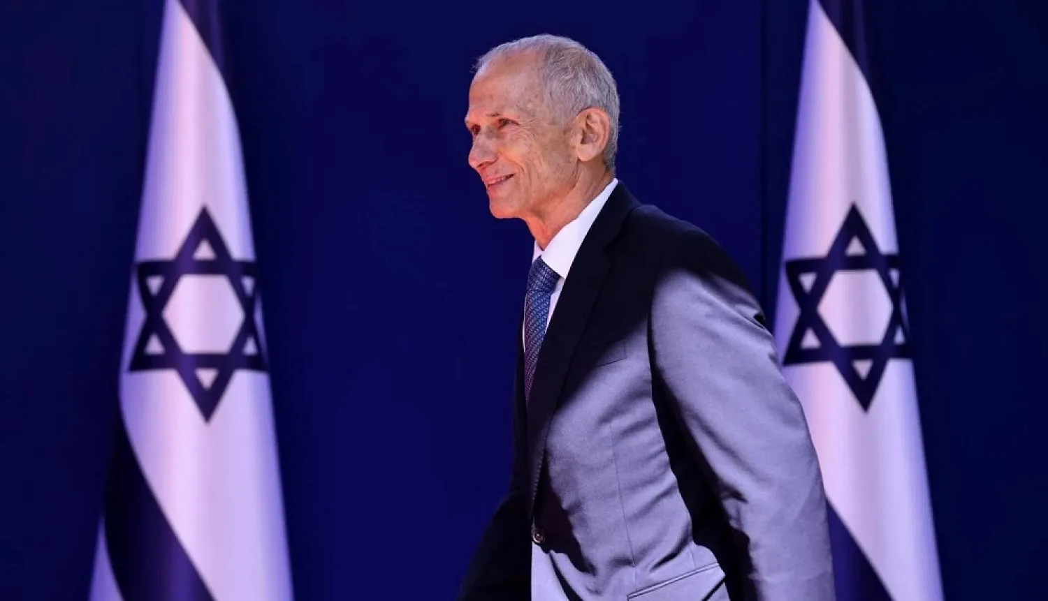 Israel's Interior Security Minister Amar Bar-Lev arrives for a photo at the president's residence during a ceremony for the new coalition government in Jerusalem, on June 14, 2021. (AFP)