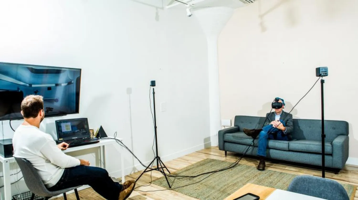 File Photo: Cade Metz of The New York Times testing the Neurable prototype. Credit Christie Hemm Klok for The New York Times
