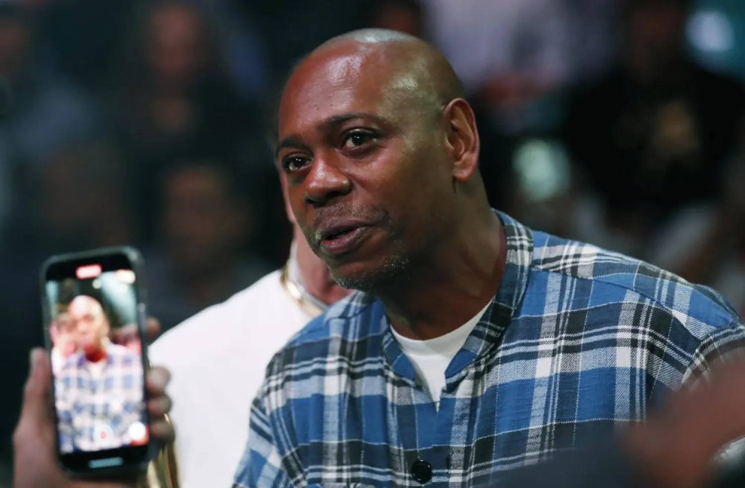 Comedian Dave Chappelle attends a boxing bout Nov. 6, 2021, in Las Vegas. (AP)