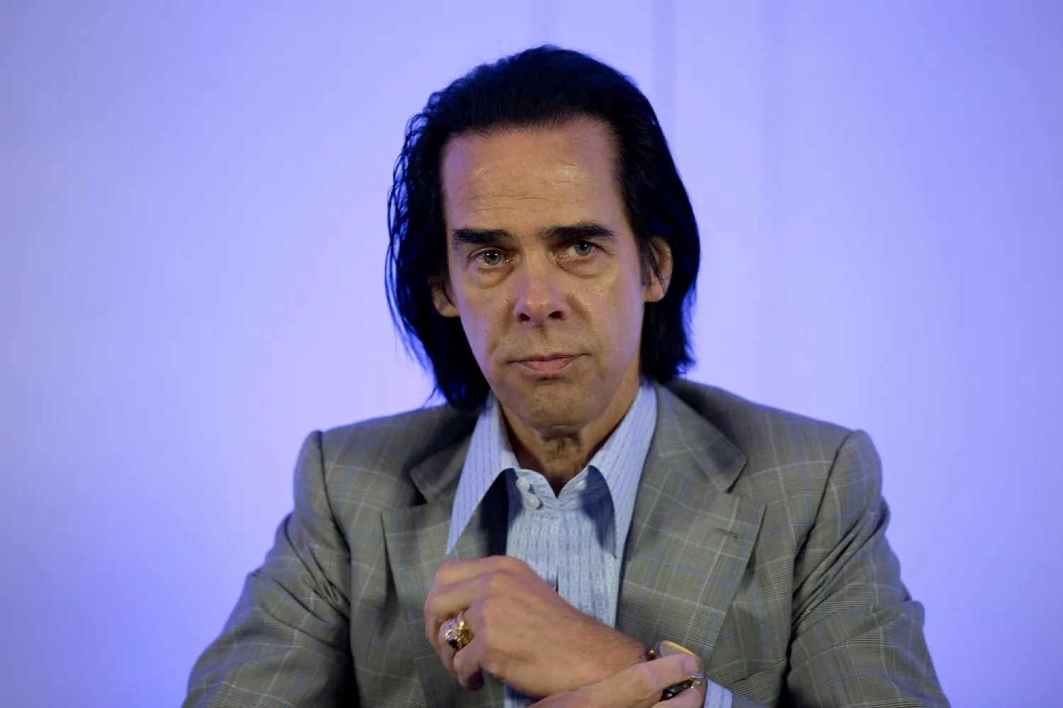 Australian rock musician Nick Cave attends a news conference to promote his concert in Mexico City, Oct. 1, 2018. (AP)