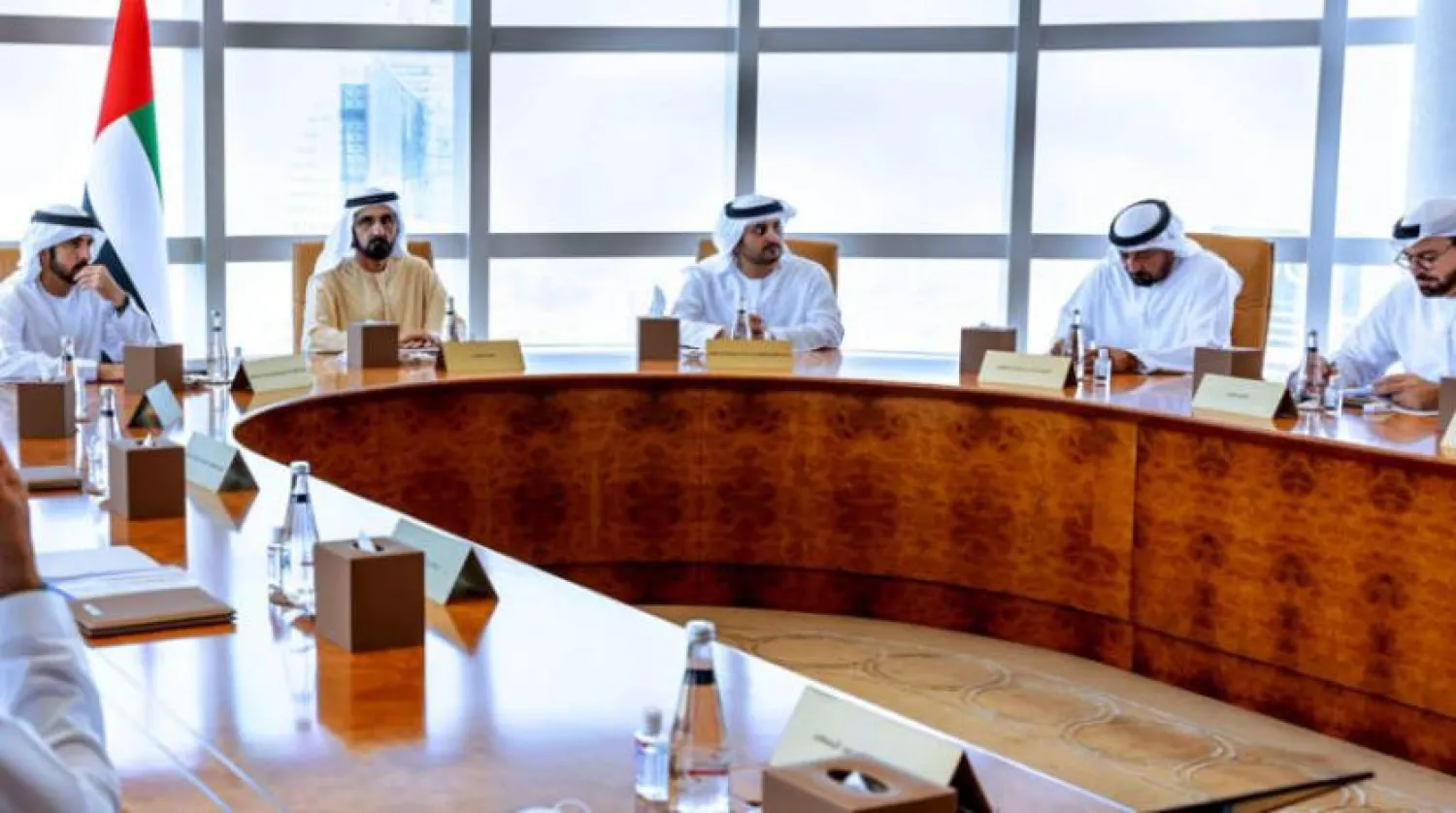 Ruler of Dubai, Sheikh Mohammed bin Rashid Al Maktoum, chairs the meeting of Dubai Council on Tuesday, May 10, 2022. (Asharq Al-Awsat) 