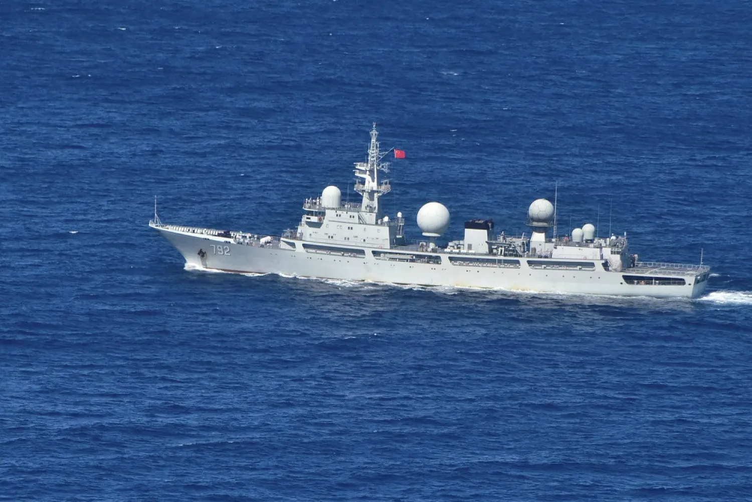 The People's Liberation Army-Navy's (PLA-N) Intelligence Collection Vessel Haiwangxing is pictured operating near the coast of Australia in this handout image released May 13, 2022. (Australian Department of Defense/Handout via Reuters)