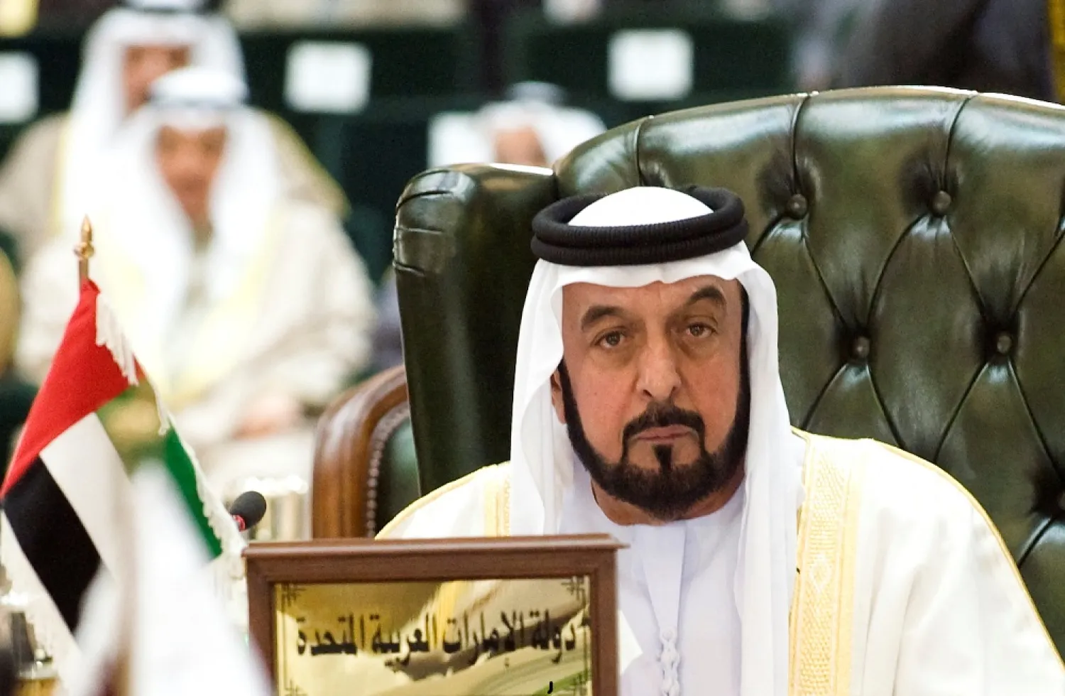 United Arab Emirates President Sheikh Khalifa bin Zayed al-Nahyan listens to closing remarks during the closing ceremony of the Gulf Cooperation Council (GCC) summit in Kuwait's Bayan Palace December 15, 2009. (Reuters)