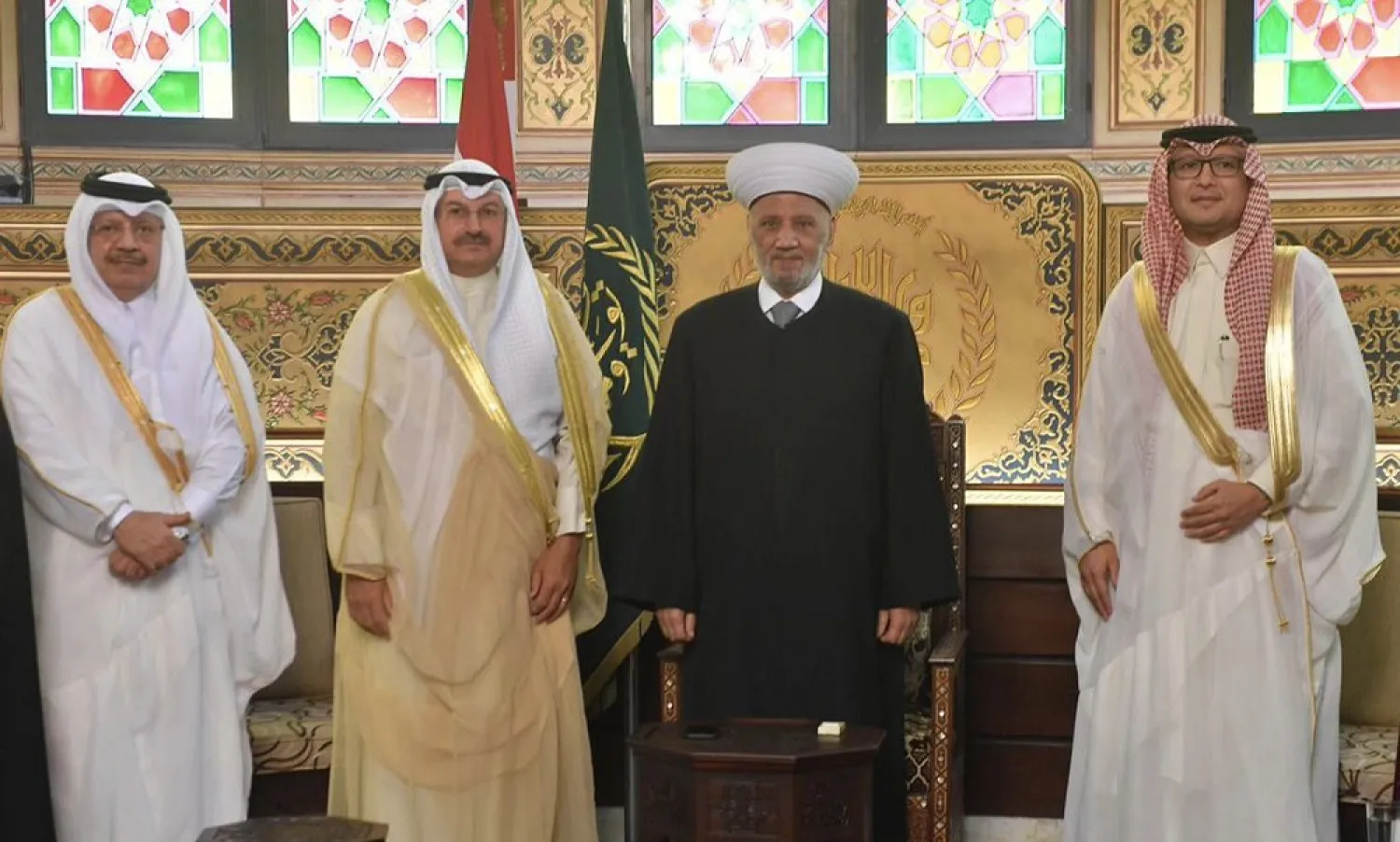 Grand Mufti Sheikh Derian meets with the Gulf ambassadors at Dar al-Fatwa in Beirut. (Ambassador Waleed Bukhari via Twitter)