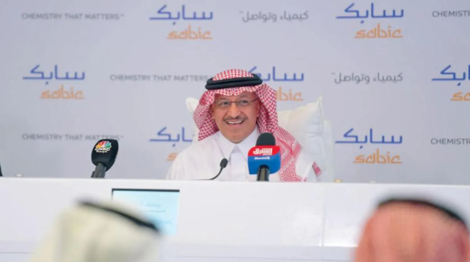Youssef Al-Benyan, Vice Chairman and CEO of SABIC, announces the company’s financial results in the first quarter of 2022. (Asharq Al-Awsat)