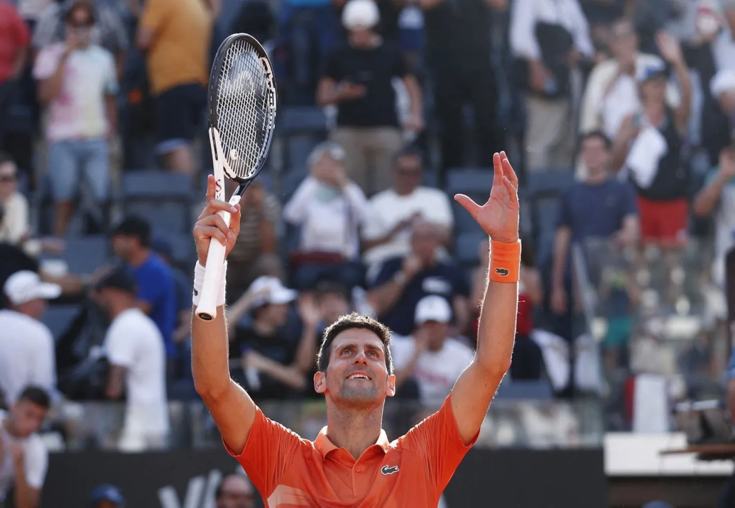 Novak Djokovic celebrates after winning a match in Rome, Italy. Reuters
