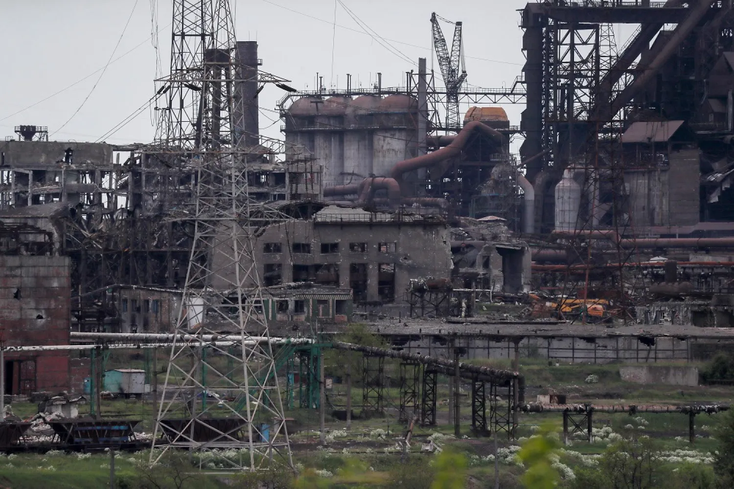 A view shows a plant of Azovstal Iron and Steel Works during Ukraine-Russia conflict in the southern port city of Mariupol, Ukraine May 15, 2022. (Reuters)