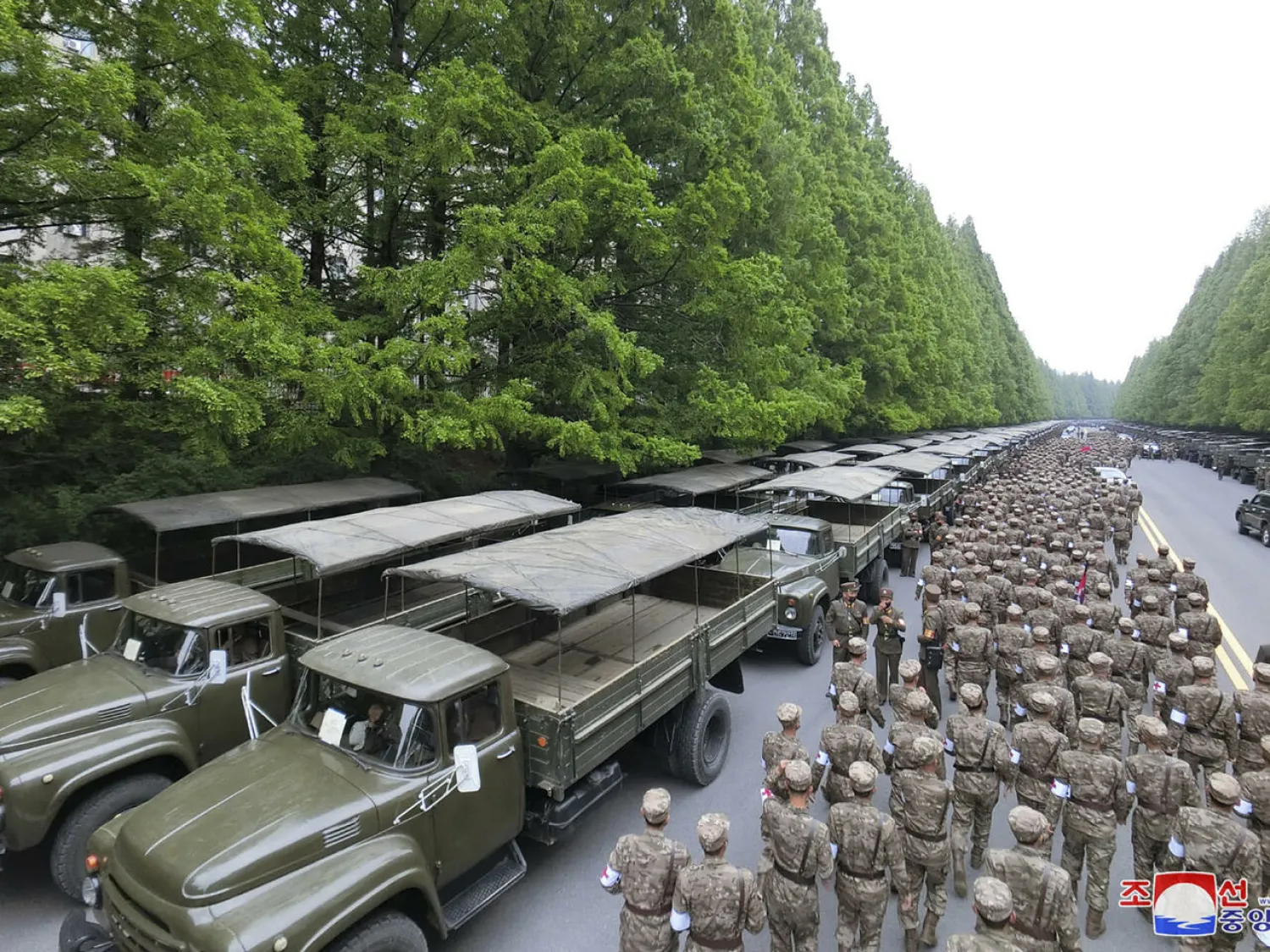 North Korea has deployed its military to help fight a growing outbreak of the coronavirus STR KCNA VIA KNS/AFP
