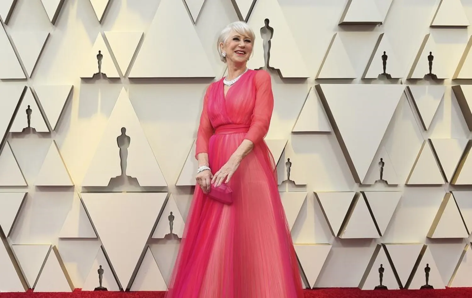 Helen Mirren arrives at the Oscars in Los Angeles on Feb. 24, 2019. (AP)