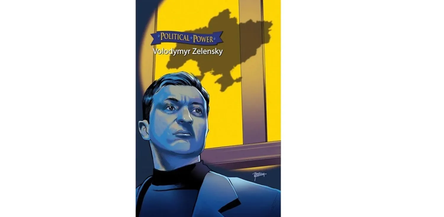 Handout image of a comic book cover about Ukraine's President Volodymyr Zelenskiy, obtained on May 17, 2022. TidalWave Productions/Handout via Reuters