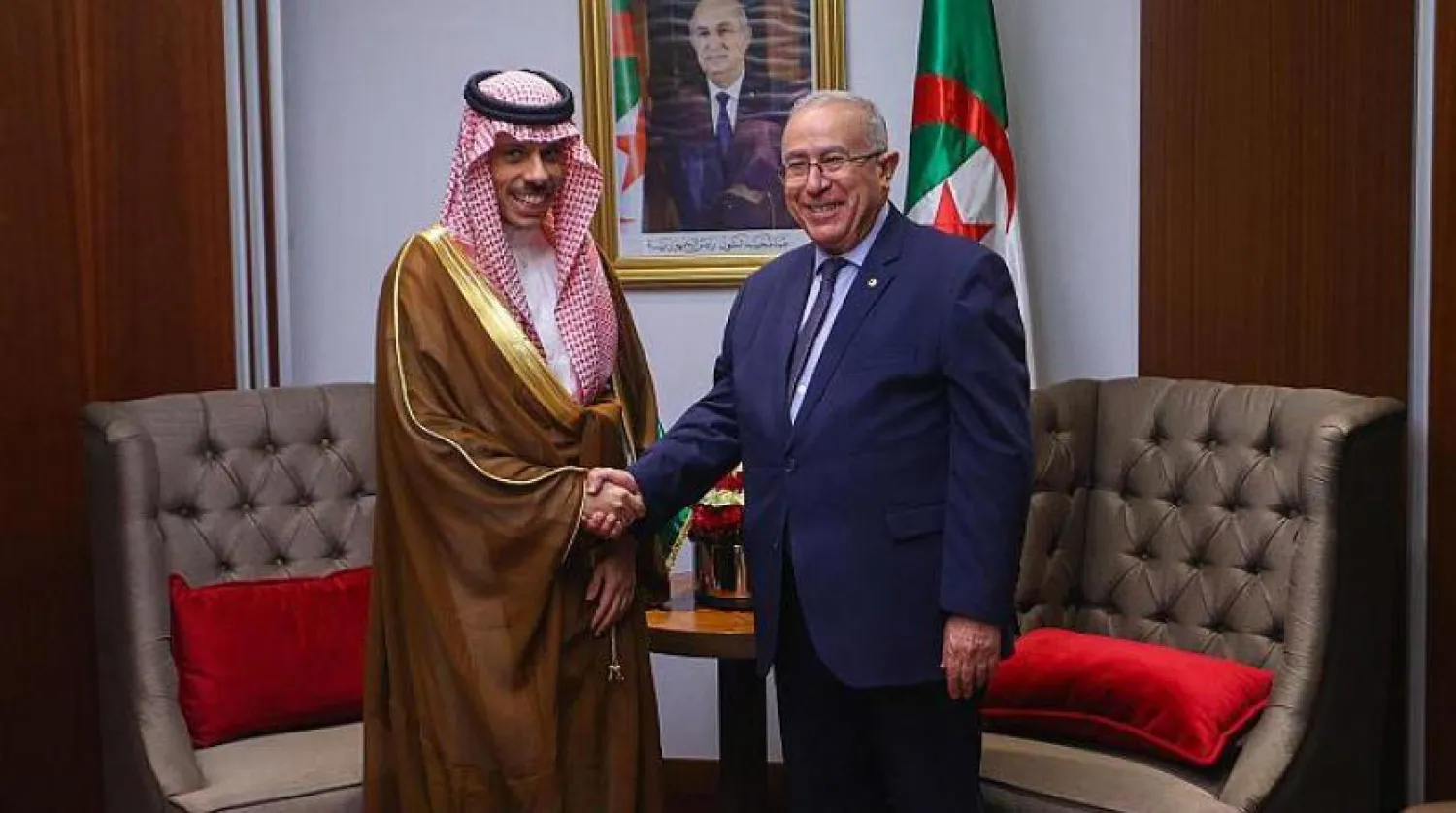 Saudi Minister of Foreign Affairs Prince Faisal bin Farhan bin Abdullah and  Algerian counterpart, Ramtane Lamamra. SPA