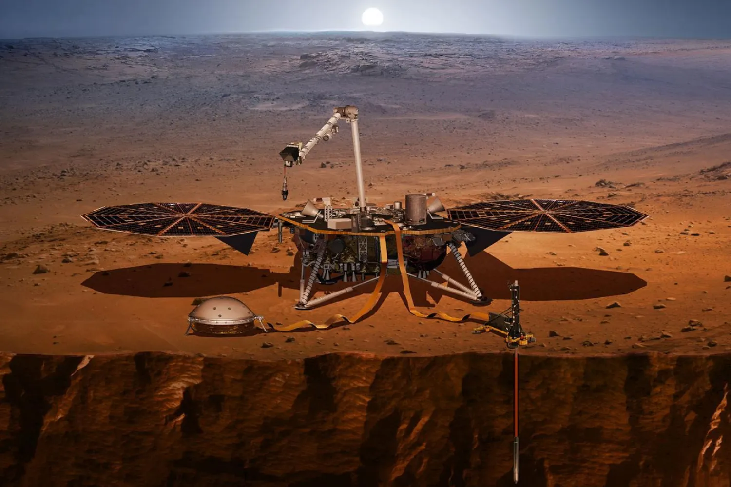 InSight, 5 Mayıs 2018'de fırlatılmış ve aynı yıl 26 Kasım'da Kızıl Gezegen'e ulaşmıştı (NASA)

