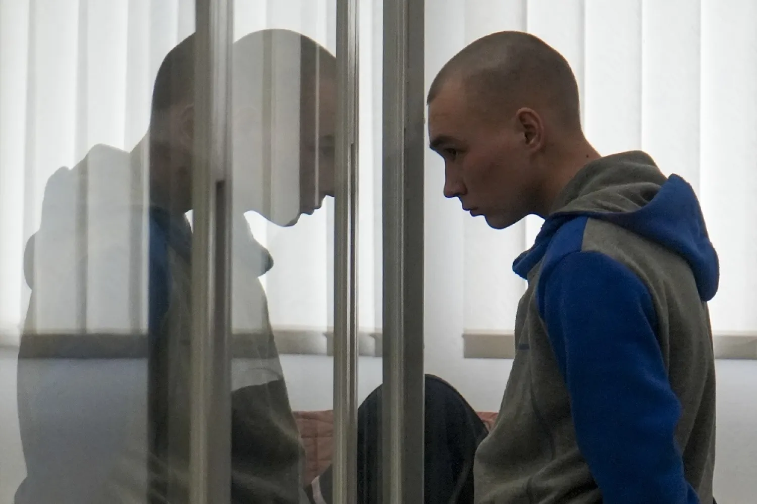 Russian Sgt. Vadim Shishimarin stands in court during a hearing in Kyiv, Ukraine, Thursday, May 19, 2022. (AP)