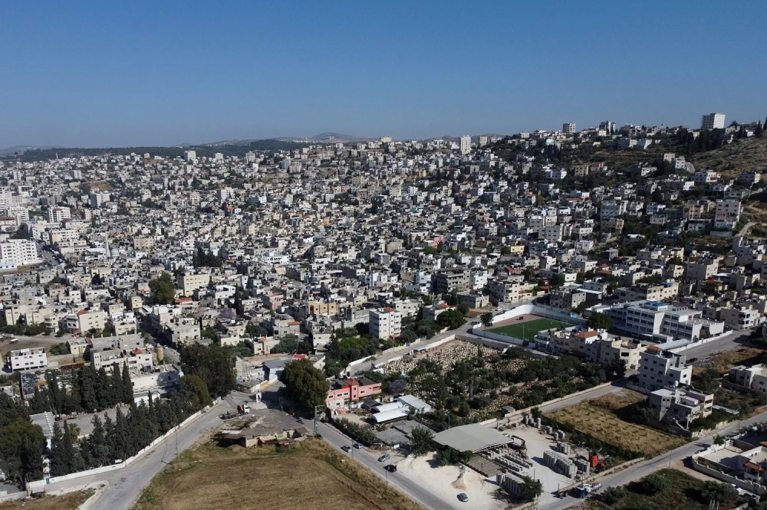  An aerial view of the city of Jenin, in the Israeli-occupied West Bank May 17, 2022. Picture taken May 17, 2022. Picture taken with a drone. (Reuters)