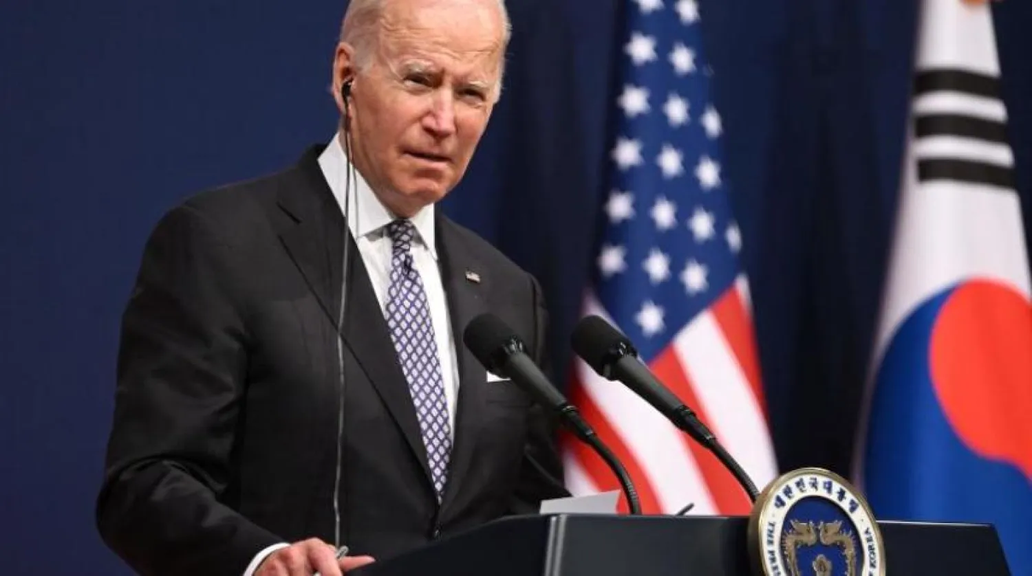 ABD Başkanı Joe Biden, Güney Kore'de düzenlediği basın toplantısında (AFP)