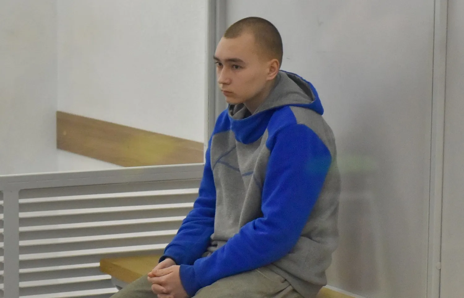 Russian serviceman Vadim Shishimarin attends a court hearing in the Solomyansky district court in Kyiv, Ukraine, 23 May 2022. (EPA)