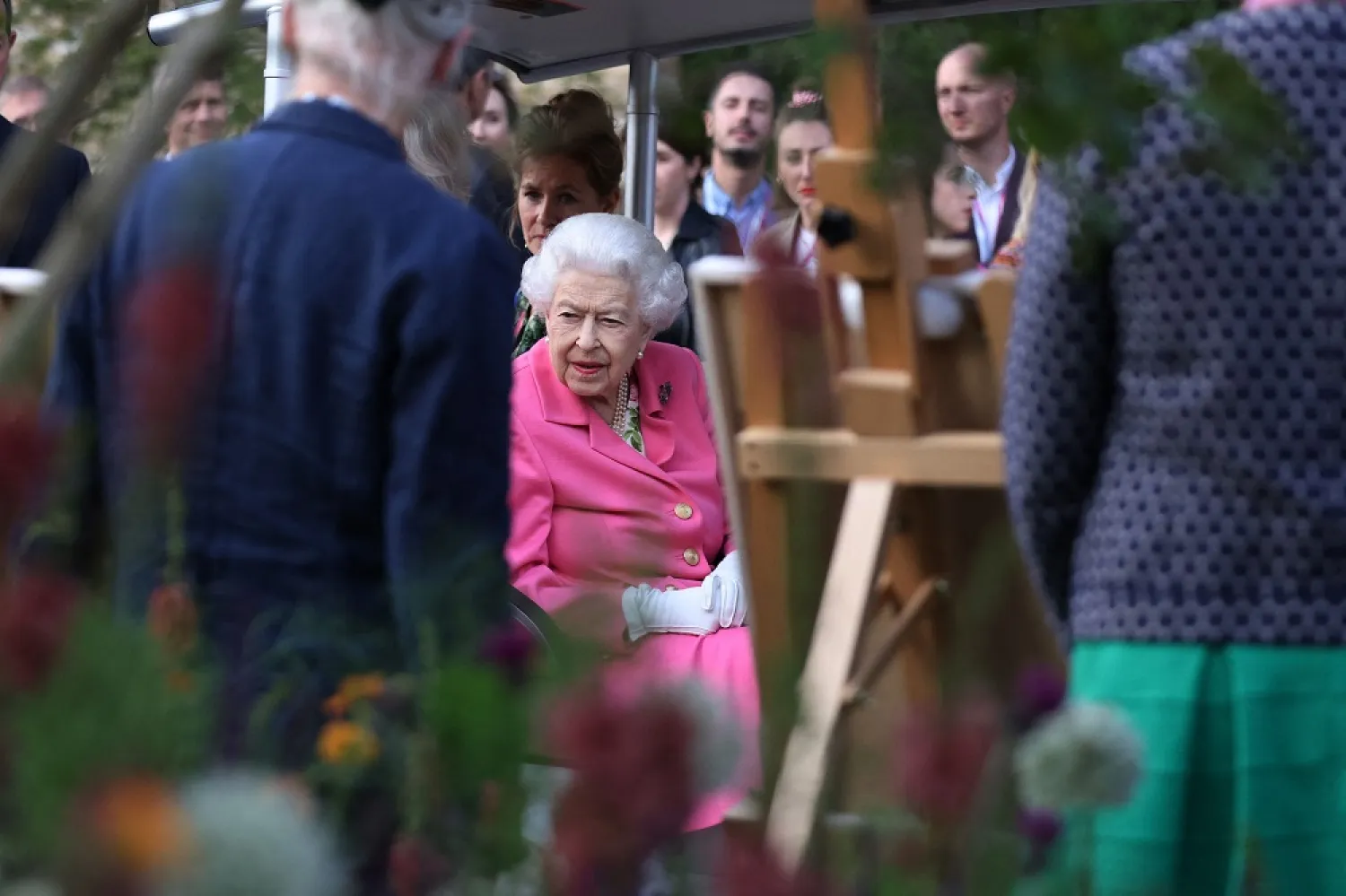 Britain's Queen Elizabeth II arrives for a tour of the 2022 RHS Chelsea Flower Show in London on May 23, 2022. (AFP)